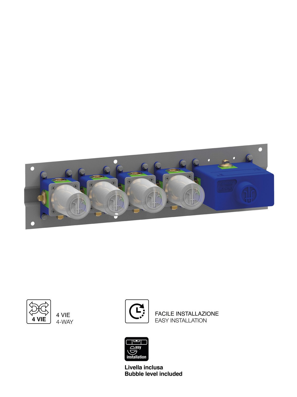 Corps encastré 4 voies mécanique bouton poussoir avec mélange pr